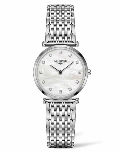 Longines Longines La Grande Classique L4.512.4.87.6  L45124876 кварцевые женские часы перламутровый циферблат, браслет нержавеющая сталь — вид спереди